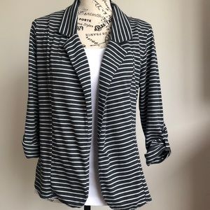 Olivia Moon grey white striped blazer Size Medium